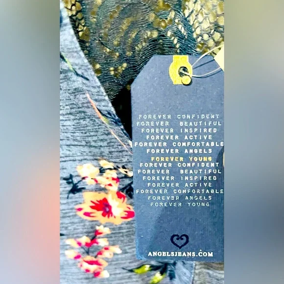 Women’s “Angels Forever Young” Blue Floral Convertible Long Sleeve Blouse - Picture 6 of 10